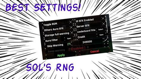 BEST SETTINGS For Sol S RNG YouTube