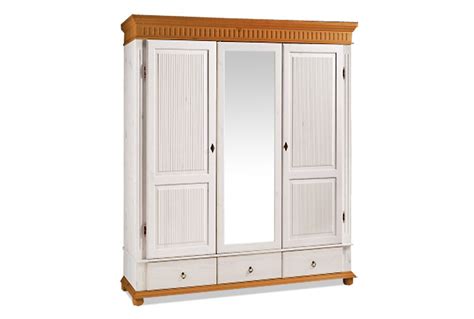 Шкаф для одежды с зеркалом белый воск, антик "Хельсинки-3-SP-GT ...