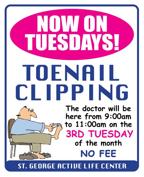 Toenail Clipping has moved to 3rd Tuesday of each month…(no longer on