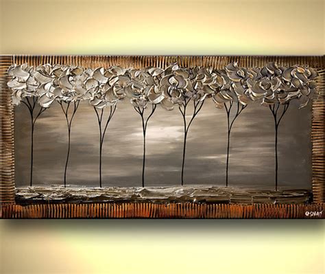 Silver Landscape Blooming Tree Painting Silver Von OsnatFineArt Modern