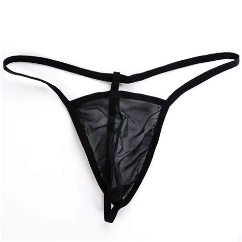 Hombres G String Tangas Ropa Interior De Malla T Calzoncillos Calzoncillos Bikini Spandex Negro