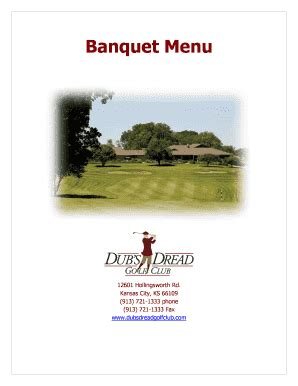 Fillable Online Banquet Menu Dubsdreadgolfclubcom Fax Email Print