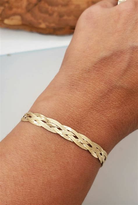 Vintage 14k Yellow Gold Bracelet Braided 14k Gold Bracelet Etsy