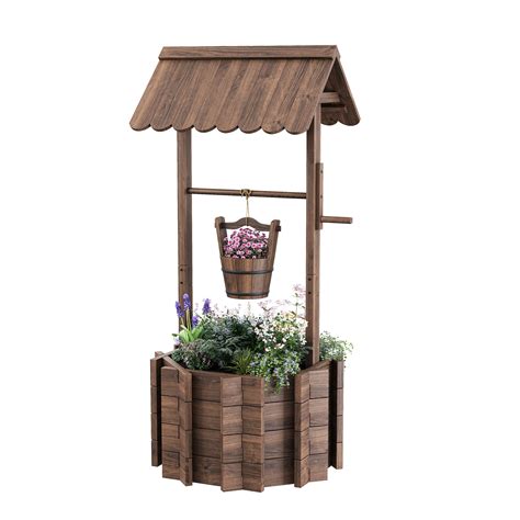 Amopatio Wishing Well For Outside Wooden Wishing Well With Adjustable