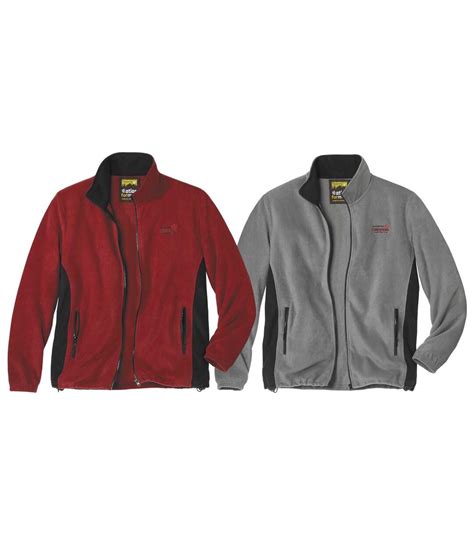 Pack Of 2 Atlas For Men® Full Zip Fleece Jackets Burgundy Grey