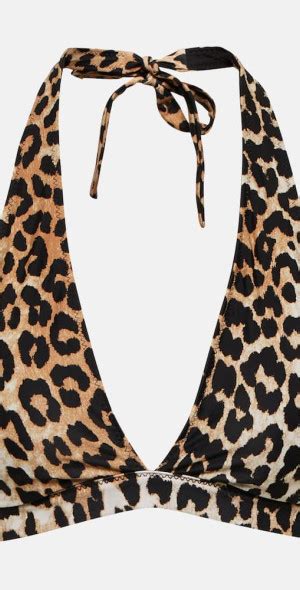 Ganni Leopard Print Bikini Top