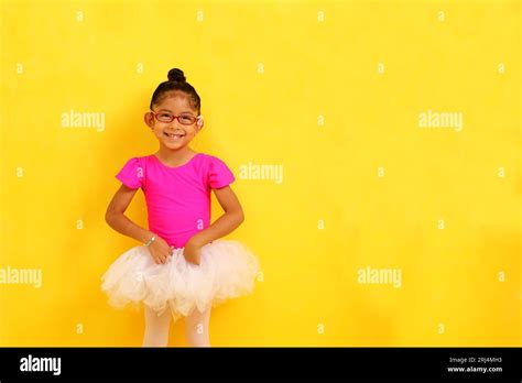 Year Old Brunette Latina Girl Practices Ballet In Her Summer Class Dressed In A Leotard And