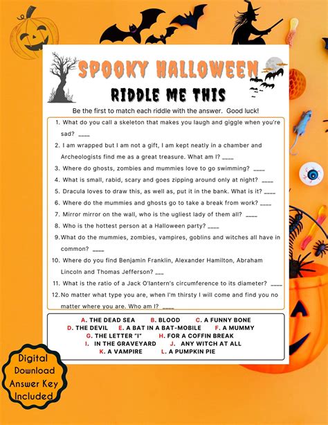 Halloween Riddles With Answers Printable