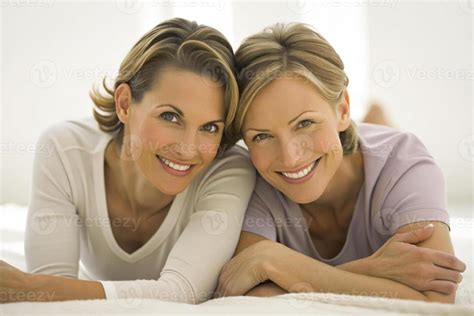 Ai Generated Happy Lesbian Couple Lying Down Sister Stock Photo At Vecteezy