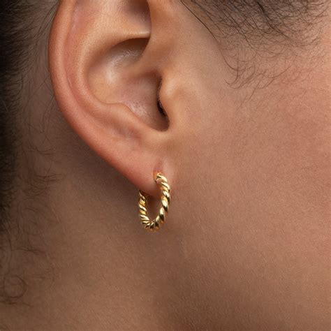 14k Gold Twisted Hoop Earrings Sterling Silver Twisted Hoops Rope