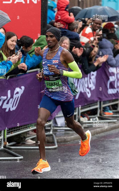 Sir Mo Farah Competing In The Tcs London Marathon 2023 Passing Through
