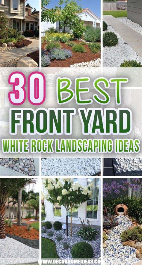 30 Awesome Front Yard White Rock Landscaping Ideas Front Lawn