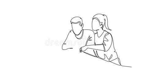 A Man With A Laptop Self Drawing A Simple Animation Of One Continuous