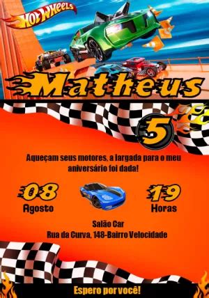 Convite Para Editar Carro Hot Wheels Edite Gr Tis Nosso Editor Online