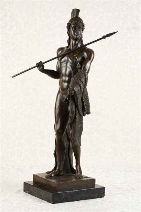 Bronze Nude Male Greek Warrior Statue Figurine Homer