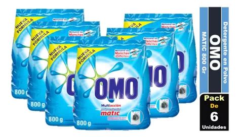 Detergente En Polvo Omo Matic 800 Gr Pack De 6 Bolsas Cuotas sin interés