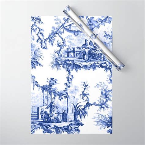 Buy Blue Chinoiserie Toile Wrapping Paper By Thechinoiseriepavillion