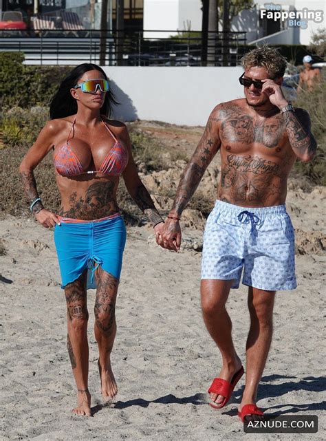 Katie Price Sexy Seen With Jj Slater Showing Off Her Busty Bikini Body At A Beach In Cyprus Aznude