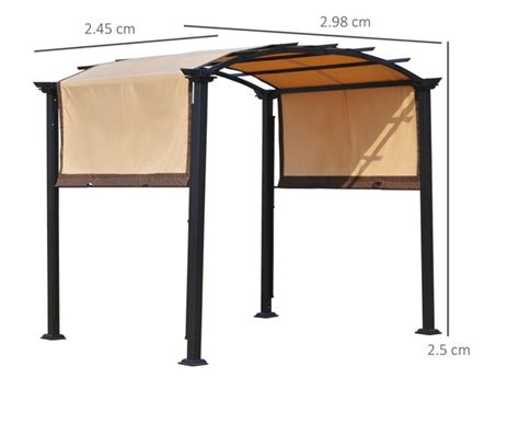 Outsunny Pergola Cu Panze Glisante De Gradina Foisor Tip Pergola Khaki