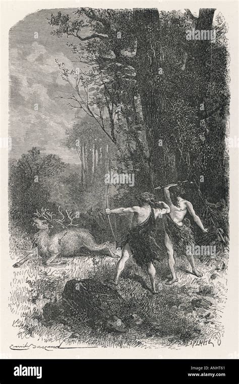 Neolithic Hunting Deer Stock Photo Alamy