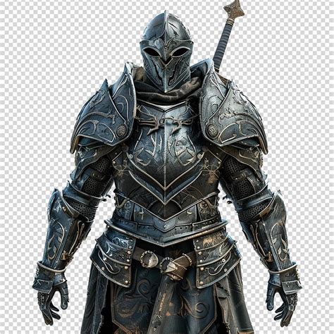 Premium PSD | Medieval knight in armour on transparent background