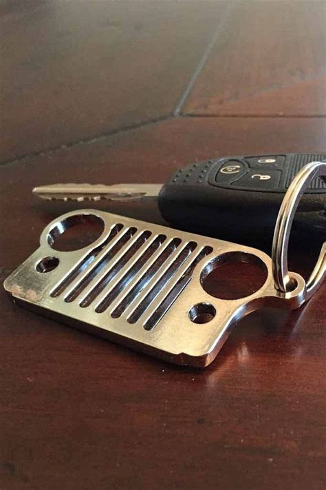Silver Stainless Steel Jeep Keychain Jeep Keychain Keychain Silver