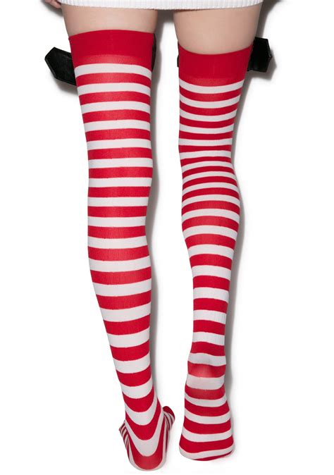Santa Striped Thigh Highs Dolls Kill