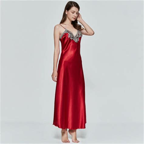 Tffr Women Satin Long Nightgowns Silk Lace Sexy Lingerie Sleeveless