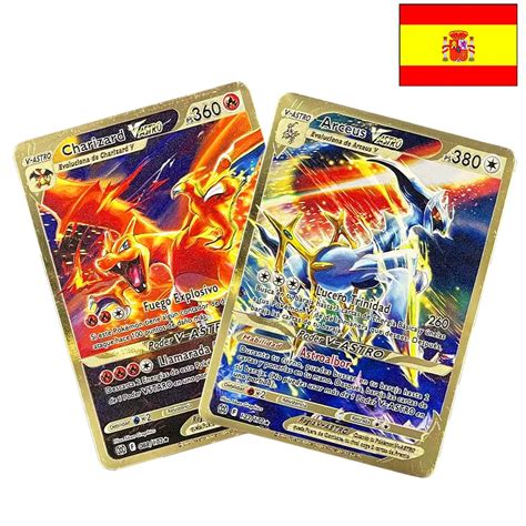 Goldene Pokemon Metall Karten Spanisch Version Vastro Vmax GX Pikachu