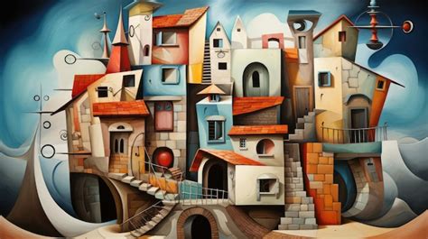 Premium Photo Picasso Art Fantastical Depiction Of A House