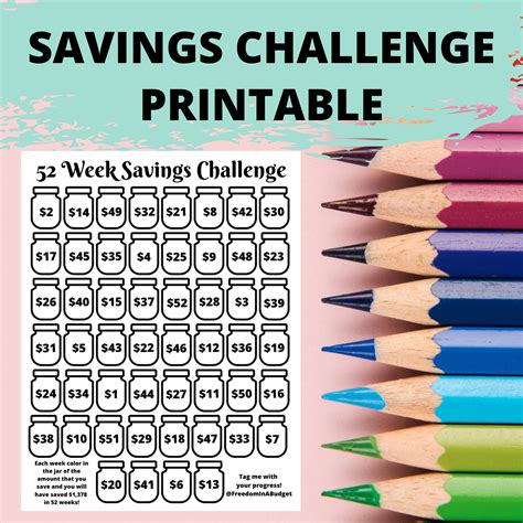 Money Saving Challenge Printable 52 Week Savings Challenge Savings Tracker Savings Planner 52