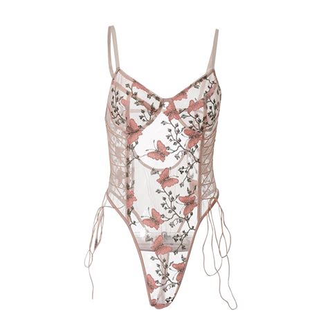 HomeGardon Lingerie For Women Clearance Women Sexy Lace Up Floral Embroidered Teddy Lingerie