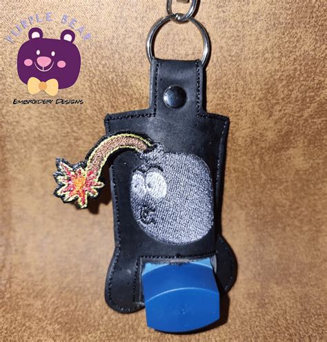 3d Blowing Fuse Inhaler Cover Purple Bear Embroidery Designs