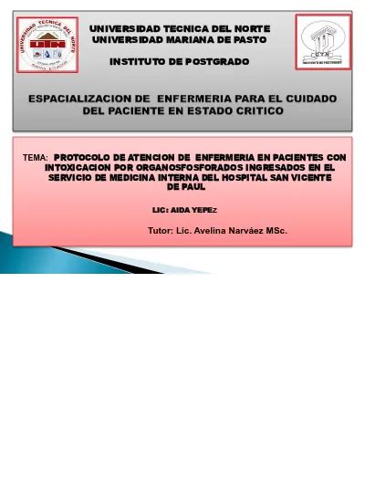 Protocolo de atención de enfermería en pacientes con intoxicación por