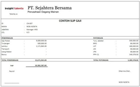 template slip gaji  gratis  mudah lokerpintarid