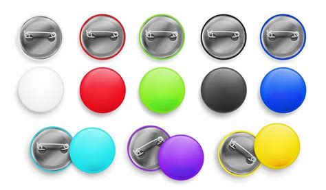 Premium Vector Blank White And Colorful Pin Button 3d Realistic