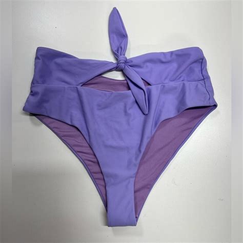 Fashion Nova Swim Fashion Nova Purple High Rise Knot Tie Front Bikini Swim Bottoms Size