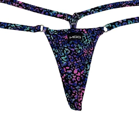 Purple Leopard Print Micro Thong Bikini String Bottom Swimwear Purple Minimal Bikini Cheeky
