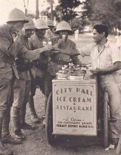 Japanese soldiers buy ice cream from a Filipino vendor in occupied Manila (1942) [600x771] : r ...