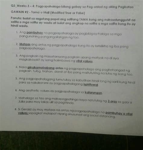 Isulat Ang Salitan Tumpak Sagutang Papel Kung Ang Pahayag Ay Tungkol Sa