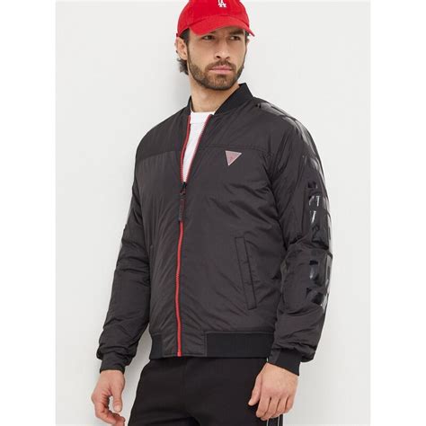 Μπουφάν bomber Guess ανδρικά, χρώμα: μαύρο - GLAMI.gr