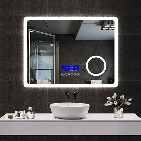 Bathroom Wall Mirror with Light, Bluetooth Speaker, Demister, 3x Magni ...