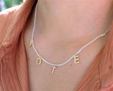 Vote Letter Necklace Michelle Obama Vote Necklace Custom Space Letter