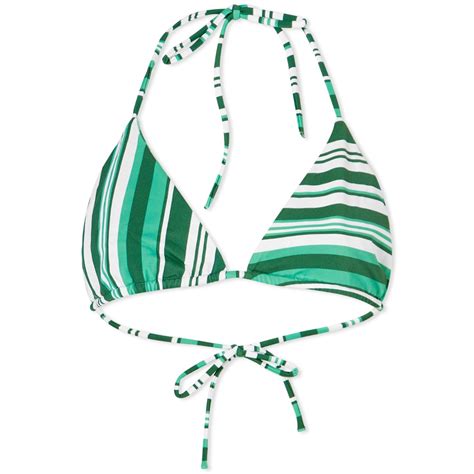 Adanola Triangle Bikini Top Green Stripe END KR
