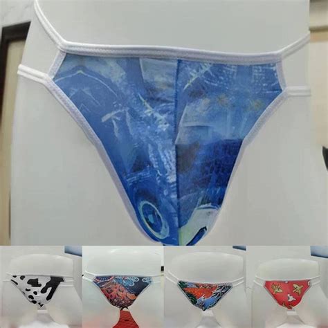 SEXY MENS T BACK G String Thong Bikini Underwear Funny Printing Pouch Thongs New EUR 7 69