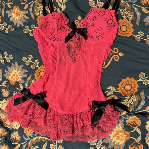 Victorias Secret Hot Pink Black Bustier Super Depop