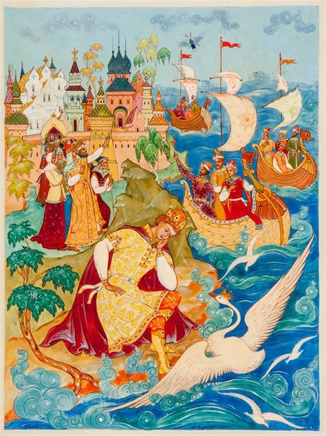 Alexander Kurkin Artiste De Palekh Illustration Pour Le Conte Du