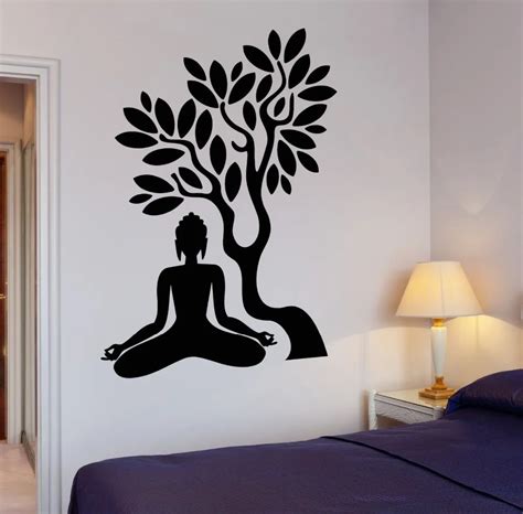 60 X 90cm Wall Sticker Buddha Tree Blossom Yoga Om Zen Mural Art Home