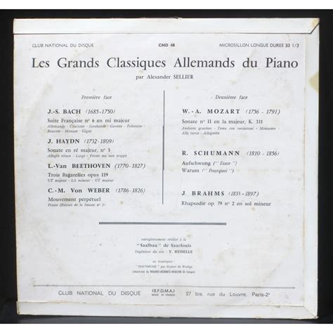 Alexandre Sellier Les Grands Classiques Allemands Du Piano By