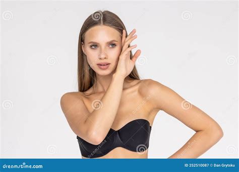 Beautiful And Woman Wearing Black Lingerie Isolated On White Background Stock Image Image Of